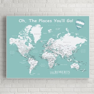 Personalized World Push Pin Map Print Only , Travel Map, Map Poster, Travel Board, Wedding Anniversary Gift World-011 image 2