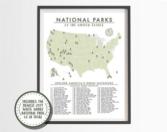 National Park Checklist Etsy