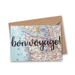 gute Reise! Karte – Vintage Karte – Going Away Karte – College Karte – Abschiedskarte – Auf Wiedersehen Karte – Reisekarte – Weltkarte Karte – VM-011