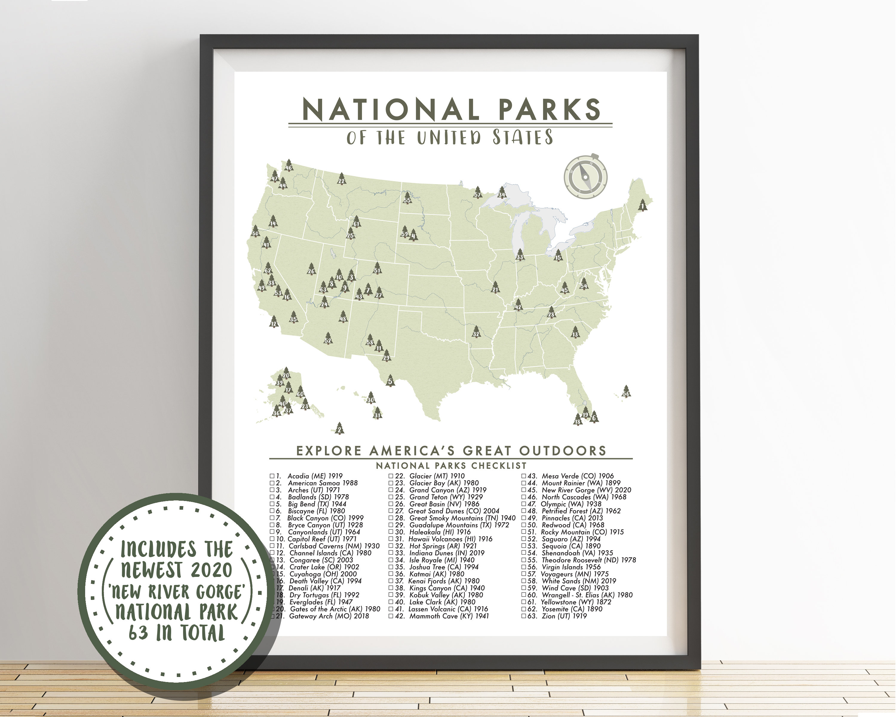 National Parks Map Usa National Parks Map Of The United States 63 Parks Checklist | Etsy Australia