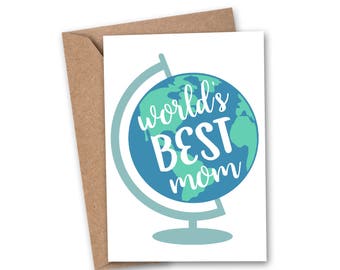 World's Best Mom Card, Mothers Day Card - Mom Birthday Card - For Her - Card for Mom - Best Mom - Handmade Card - Stepmom - Mother Card