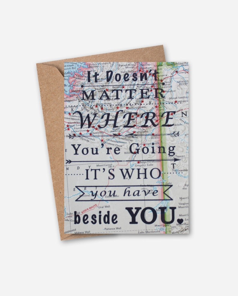 Love Card Travelers Card Vintage Map Card Inspirational Card It doesn't matter where. image 1