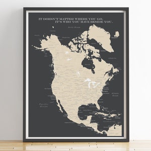 North America Push Pin Map Print Only, Canada Map, Mexico Map, Travel Map, Map Poster, Travel Board, Wedding Anniversary Gift image 5