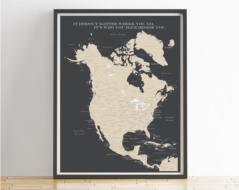 North America Push Pin Map Print Only, Canada Map, Mexico Map, Travel Map, Map Poster, Travel Board, Wedding Anniversary Gift image 5