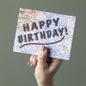 Happy Birthday Card - Vintage Map Card - Travel Card