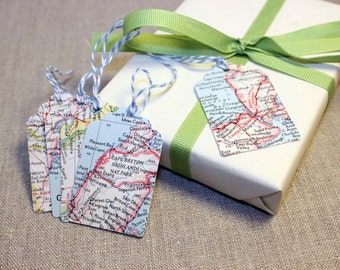 Vintage Map Wedding Favor Tag, Wedding Gift Tag, Bridal Shower Favor Tag, Thank You Tag, Gift Tags, World & Atlas Map