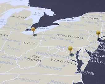USA Push Pin Map (Print Only), Travel Map, Travel Board, Map Poster, Wedding - Anniversary Gift  #USA-001