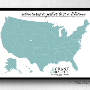 Wedding Guestbook USA States Map Print with Names & Date, Personalized Travel Map, Map Poster, Wedding - Anniversary Gift, Wedding Book Sign