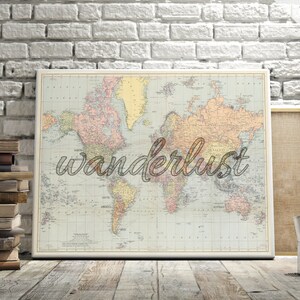 Affiche de carte envie de voyager, affiche de carte vintage, art du voyage, décoration murale carte, carte du monde, impression envie de voyager, affiche de carte du monde, carte de voyage citation-006