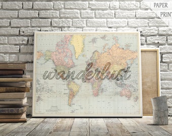 Wanderlust-kaartposter, vintage kaartposter, reiskunst, kaartmuurdecor, wereldkaart, Wanderlust-afdruk, wereldkaartposter, reiskaart citaat-006