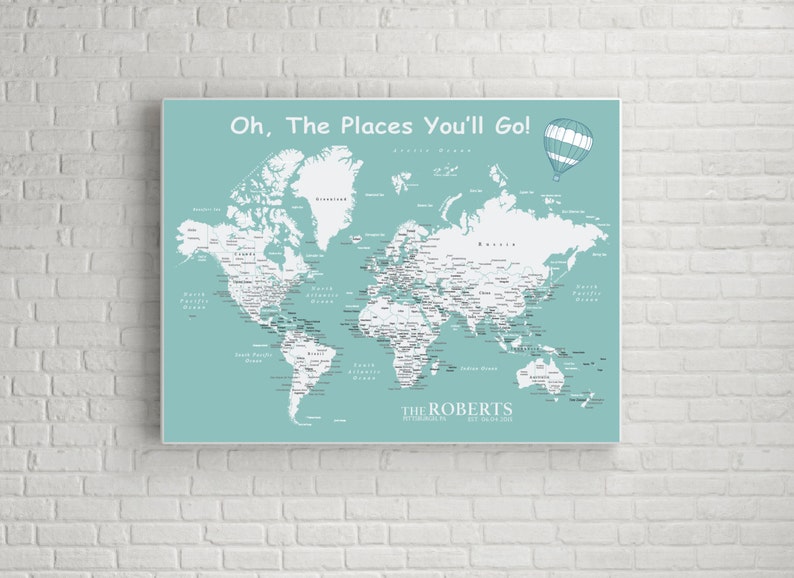 Personalized World Push Pin Map Print Only , Travel Map, Map Poster, Travel Board, Wedding Anniversary Gift World-011 image 2