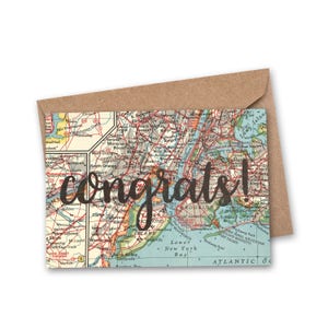 Gefeliciteerd! - Afstudeerkaart - Gefeliciteerdkaart - Liefdeskaart - Reizigerskaart - Hogeschool - Vintage kaartkaart - VM-014