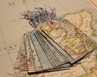 Vintage Map Gift Tags, World & Atlas Map