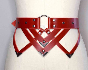 Ceinture de taille en cuir hors-la-loi avec joint torique, ceinture de déclaration, serre-taille, mode gothique, reine des sorcières, ceinture en cuir noir, Burning Man Style