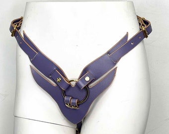 Seraphim Leather Strap On Harness, LGBTQ+ Leather Harness, Hip Harness Panty, Bondage Inspired, Sex Toy Harness