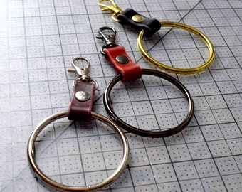 Dio O-Ring Leather Keychain Clip with 2" Ring and Trigger Clasp, Belt Accessory, Key Fob, Key Holder