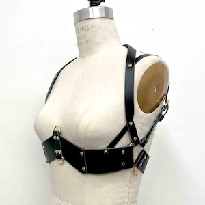 Ostara in Winter Under Bust Leather Bra, Leather Lingerie, Gothic Burlesque, Dominatrix Bra, Sexy Cupless Bra, Leather Harness Bra