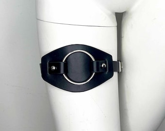 Bronte Thigh Leather Strap-On Harness, Leg Arm Cuff, Boot Cuff, Strap On harness, Pegging Harness, Queer Leather