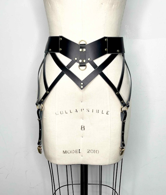 Ostara in Winter Black Leather Garter Belt Black Suspender Belt Black Lingerie Stocking Suspenders Burning Man Burner Gothic Waist Belt Etsy