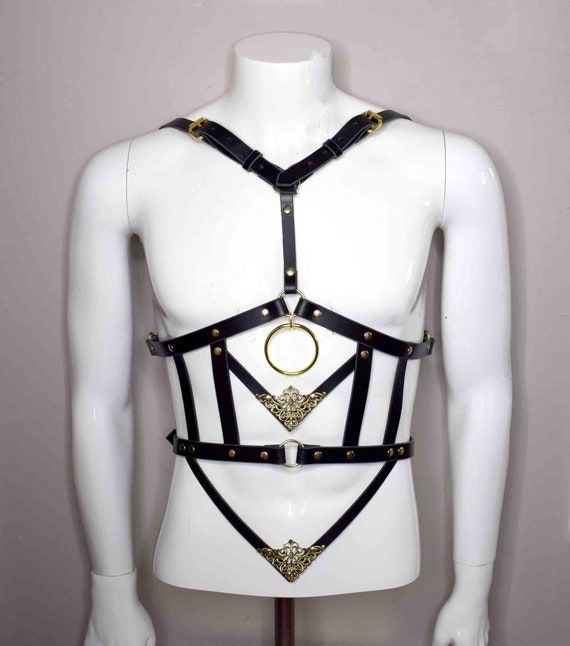 God Killer Black Leather Body Harness, Black Body Cage  display picture 3