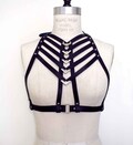 Tui High Neck Leather Harness Bra, Leather Harness, Fetish Lingerie, Gothic Burlesque, Dominatrix Bra, Sexy Cupless Bra, Black Body Cage