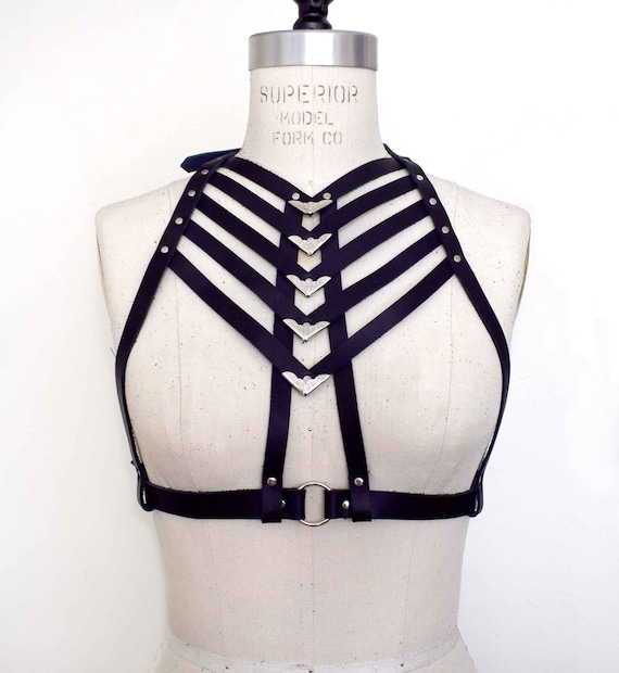 Tui High Neck Leather Harness Bra, Leather Harness, Fetish  display picture 3