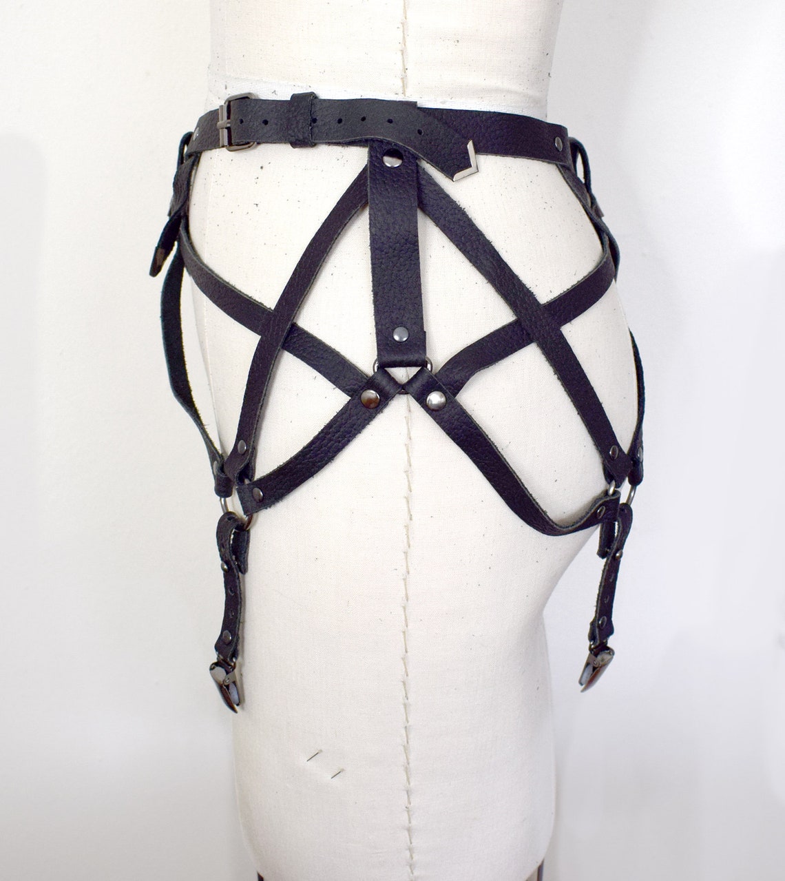 Grace Leather Garter Belt Black Suspender Belt Gothic Etsy