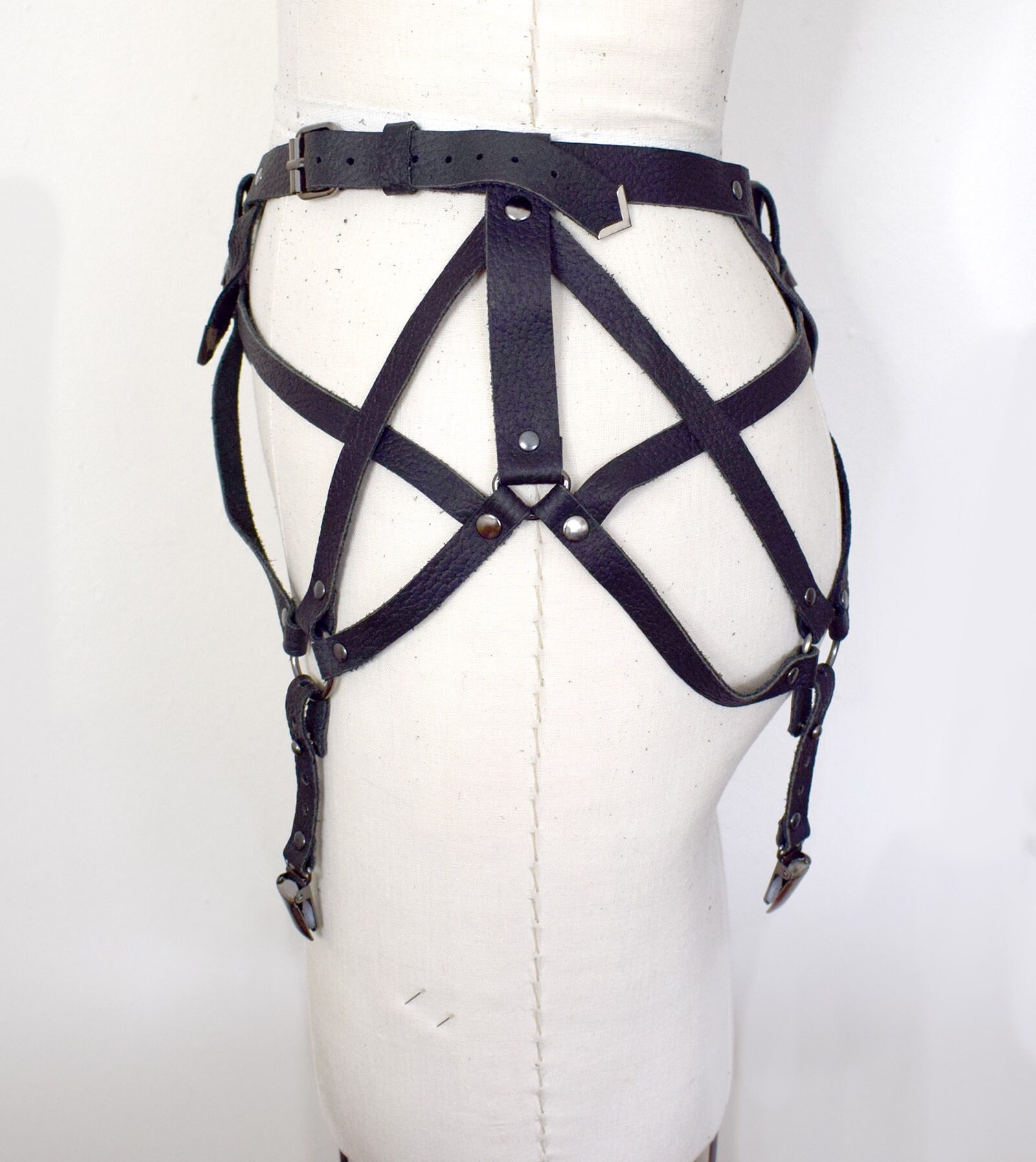 Grace Leather Garter Belt Black Suspender Belt Gothic Etsy UK