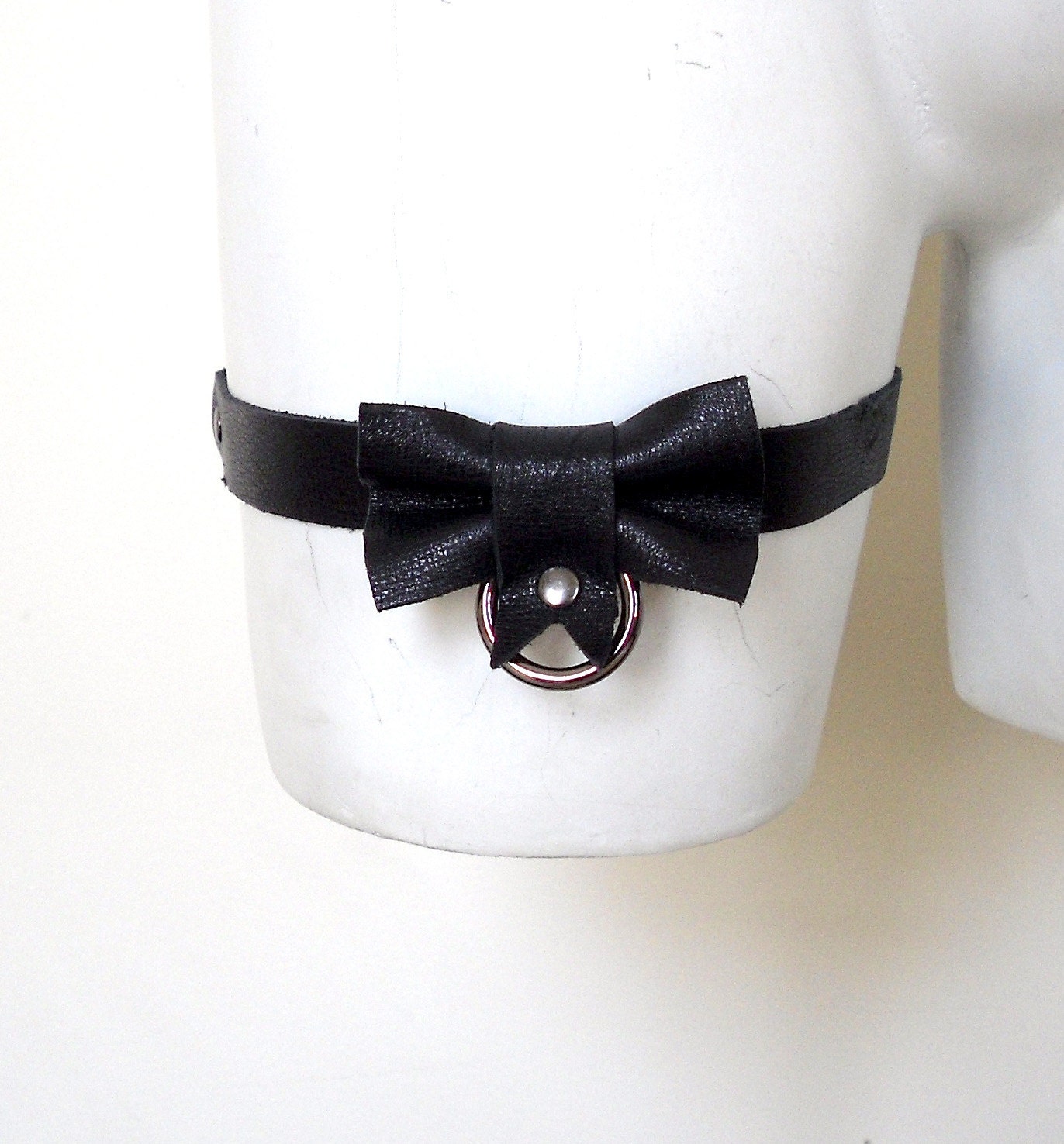 Leather Bow Garter Black Sock Garter Gothic Lolita Etsy