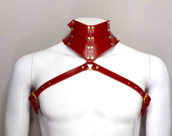 Stigma Leather Posture Collar Harness, Strappy Necklace, Choker Necklace, BDSM Bondage Fetish, Burning Man, Chest Harness