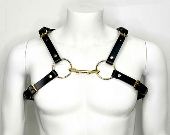 Seraphim Simple Men's Leather Chest Bulldog Harness, Bull Dog Harness, Genuine Leather, Steampunk Gothic, Leather Daddy, Burning Man Burners