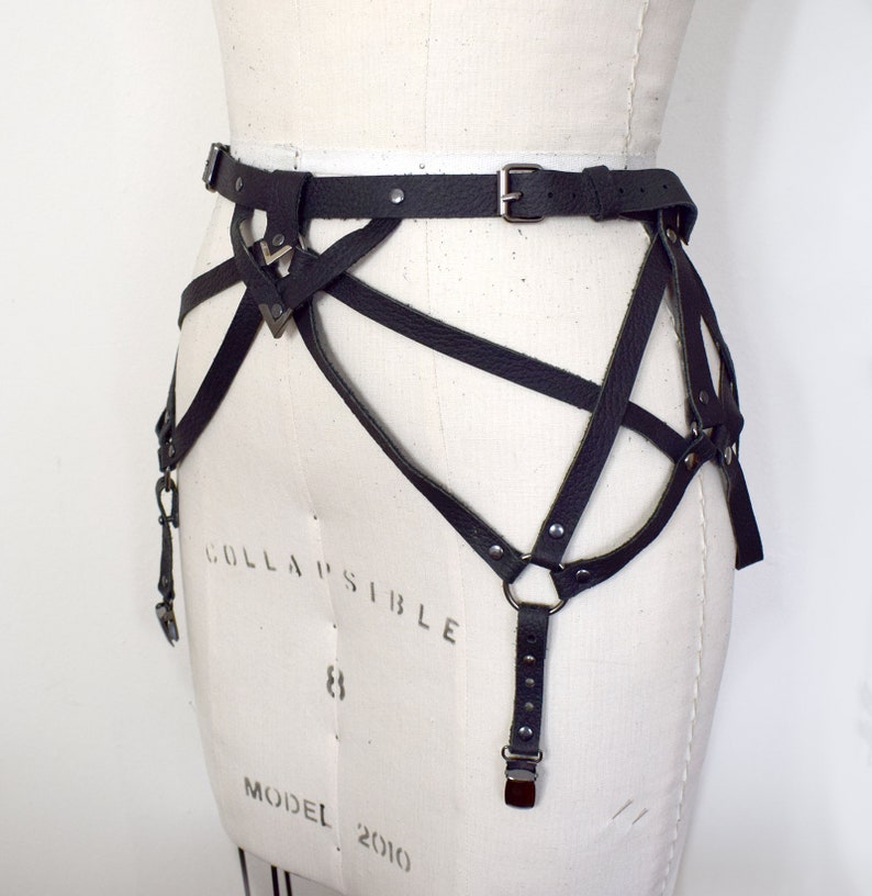 Grace Leather Garter Belt Black Suspender Belt Gothic Etsy