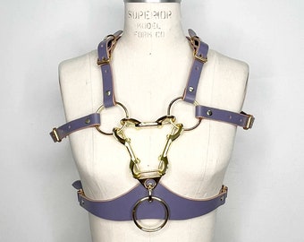 Seraphim Modular Leather Chest Harness, Buckled Shoulder Straps and O Rings, Unisex Harness Accessory, Bra Harness, Leather Top