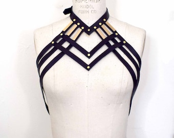 Diedre Draped Strappy Leather Body Harness, Sexy Harness Style, Goth Fashion, Black Leather Harness, Body Harness, Bondage BDSM, Burning Man