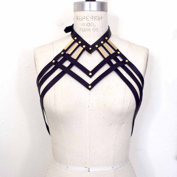 Diedre Draped Strappy Leather Body Harness, Sexy Harness Style, Goth Fashion, Black Leather Harness, Body Harness, Bondage BDSM, Burning Man