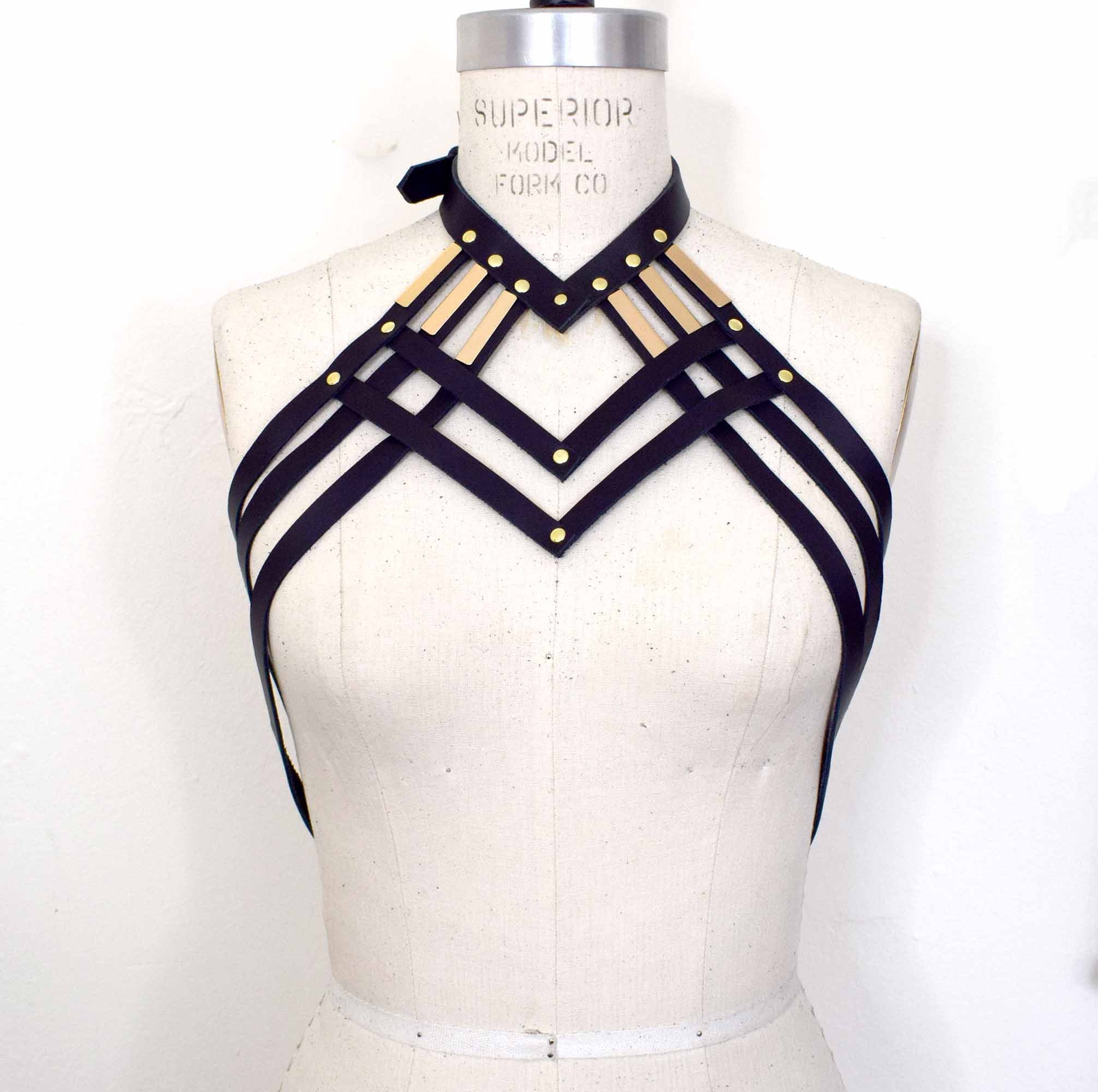 Diedre Draped Strappy Leather Body Harness Sexy Harness 
