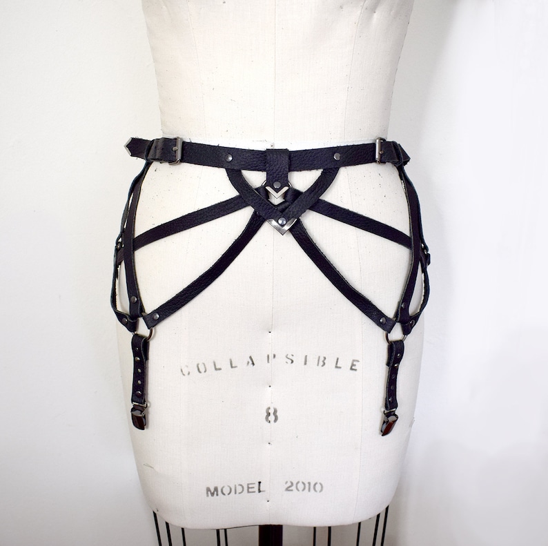 Grace Leather Garter Belt Black Suspender Belt Gothic Etsy