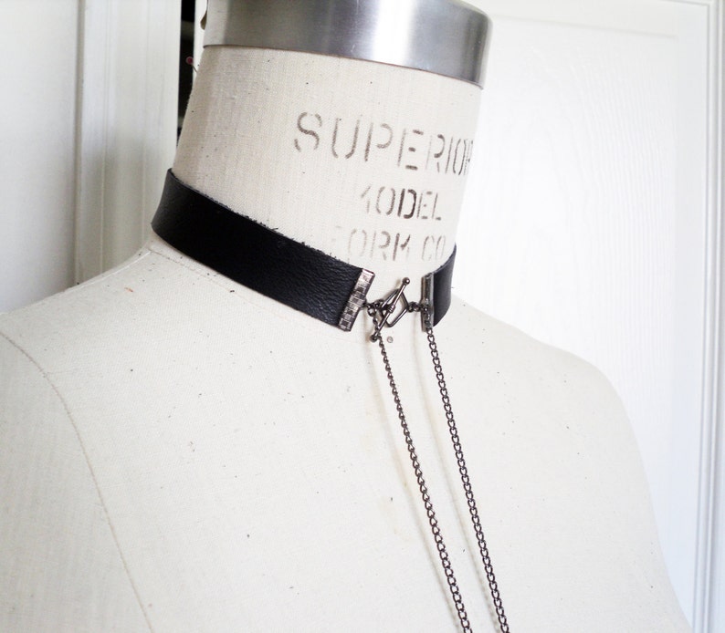 Chain Body Harness Leather Collar Leather Harness Necklace Etsy Canada
