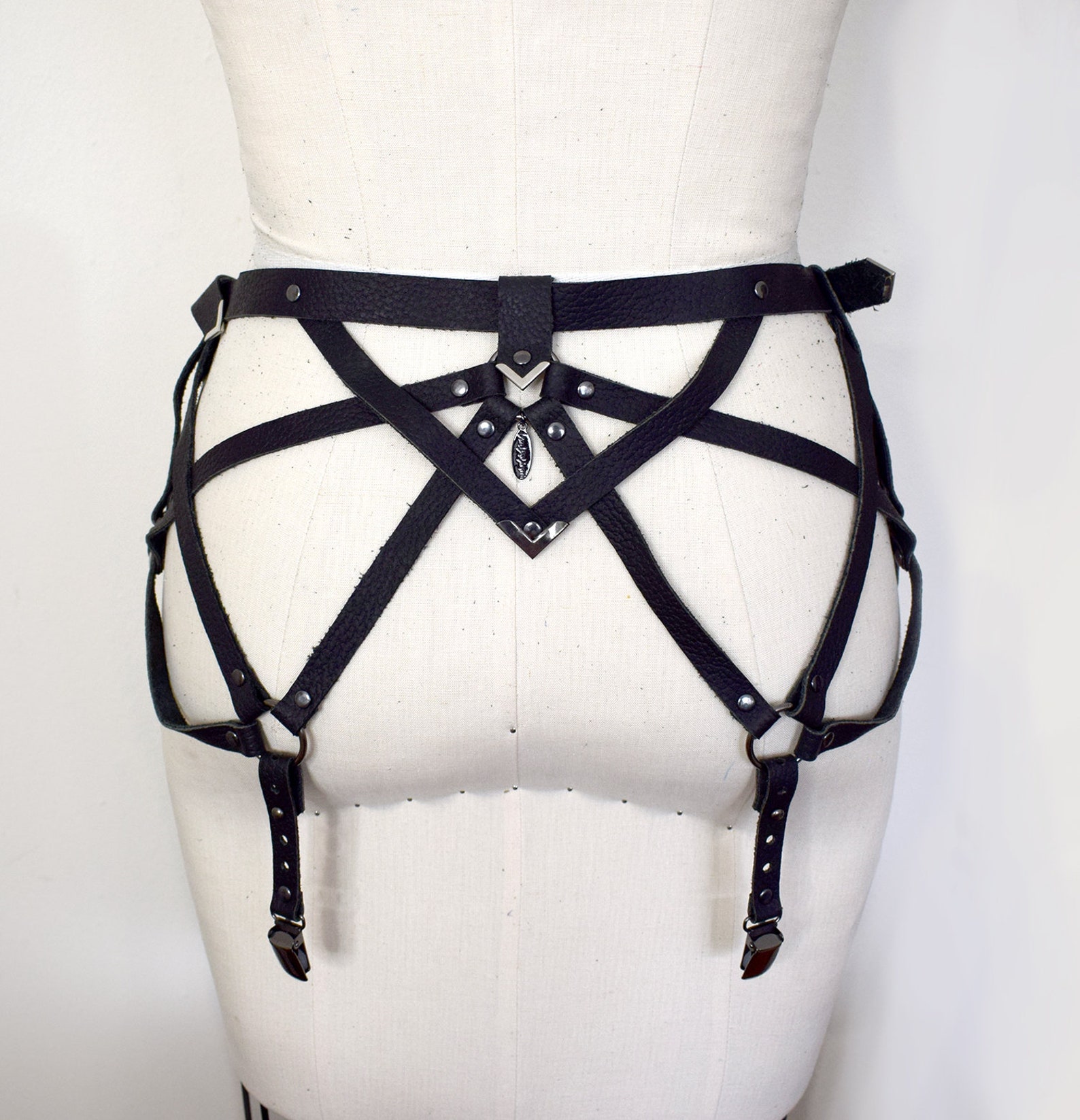 Grace Leather Garter Belt Black Suspender Belt Gothic - Etsy