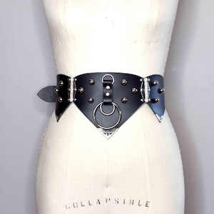 Sierra Hinged Leather Waist Belt made from Smooth Black leather, Waist cincher and corset belt inspired with silver Hardware