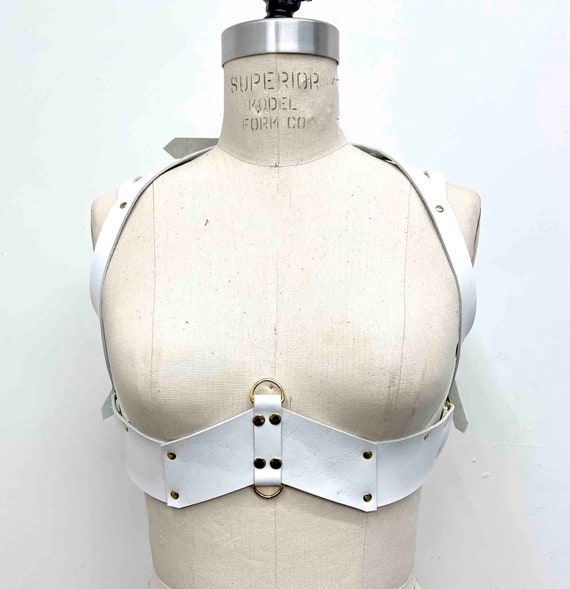 Ostara White Leather Under Bust Harness, Women display picture 1