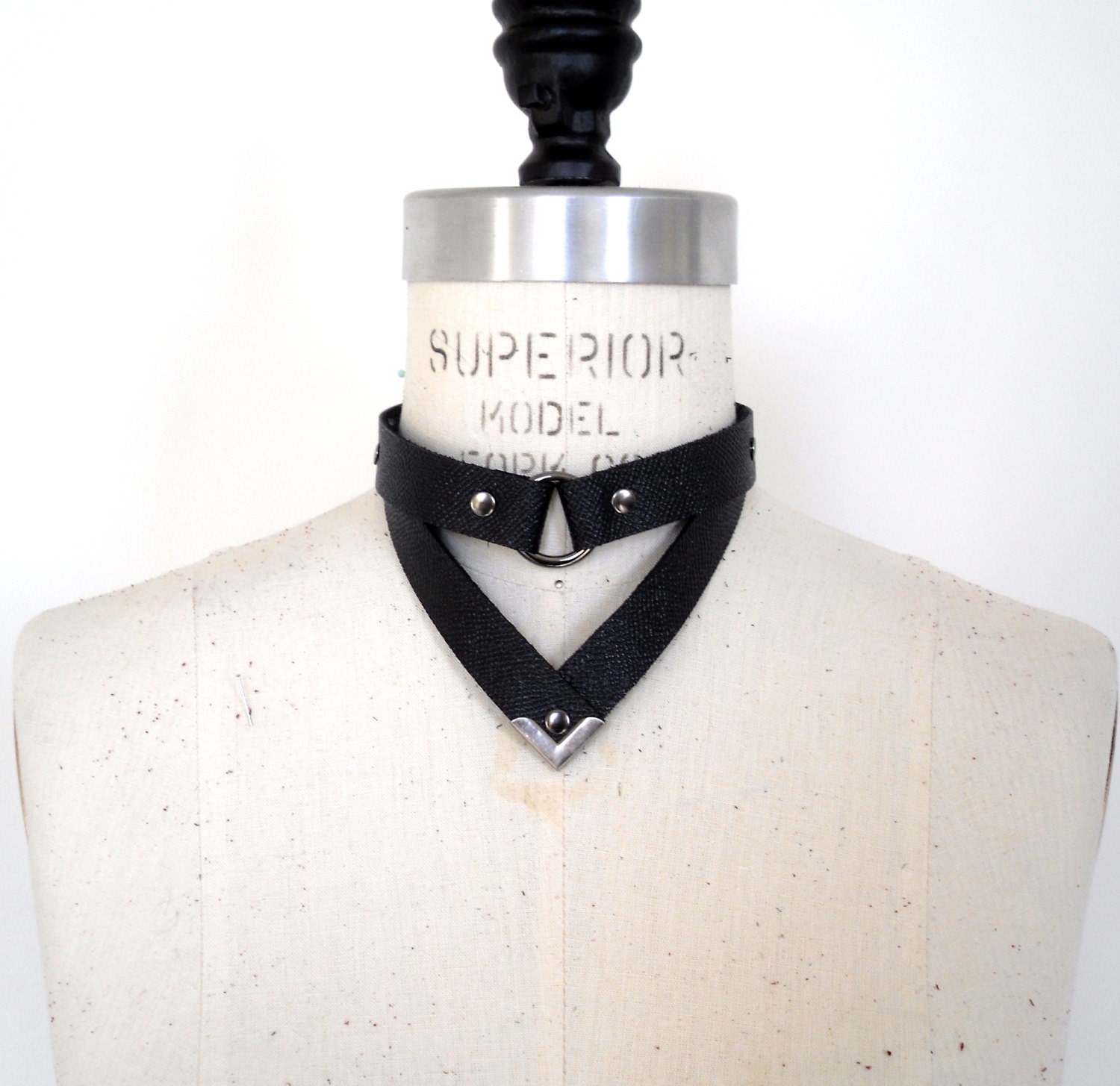 Gunslinger Leather Collar Black Leather Choker Gothic Etsy