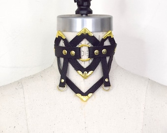 Juliet Art Deco Leather Collar, Black Leather Collar, Burning Man, Geometric, Leather Necklace, Gothic Fashion, Elegant Goth Fashion