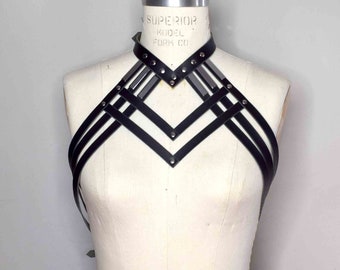 Diedre Draped Strappy Leather Body Harness, Sexy Harness Style, Goth Fashion, Black Leather Harness, Body Harness, Bondage BDSM, Burning Man