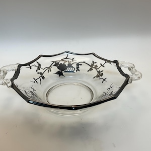 Vintage glass bowl with silver overlay 6 inch
