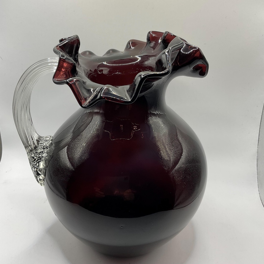 Vintage Fenton Amethyst Purple Ruffled Large Glass Pitcher 9” - Etsy