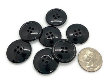 1" Black Buttons -  1 inch Black Plastic Buttons - Bulk Black Buttons - 25mm Black Button - Craft Button - Sewing Buttons - Four Hole Button