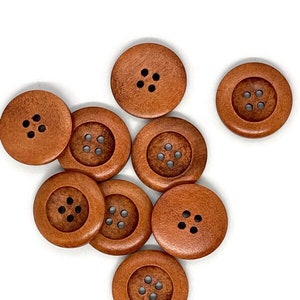 Wooden Buttons - 1&quot; inch Wood Buttons - 25mm Wood Sewing Buttons - Wooden Buttons - Bulk Wood Buttons - Wholesale Buttons