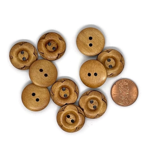 Wood Flower Buttons -  3/4" Wooden Flower Buttons - 20mm Wood Button Flower - Wooden Button - Wholesale Buttons - Bulk Buttons - 2 Hole