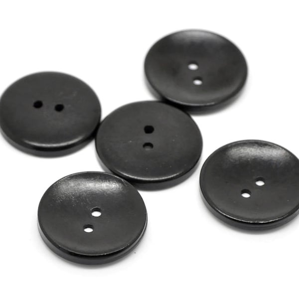 Black Wood Buttons - 1 1/8" Black Wood Buttons - 1  1/8 inch Wooden Buttons - 30mm  Buttons - Sewing Buttons - Craft Buttons Supplies